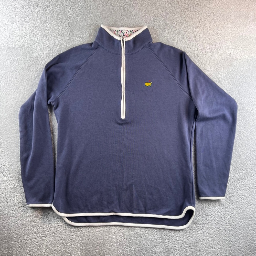 Magnolia Lane Masters Collection Womens Blue Pima Cotton Quarter Zip Pullover L